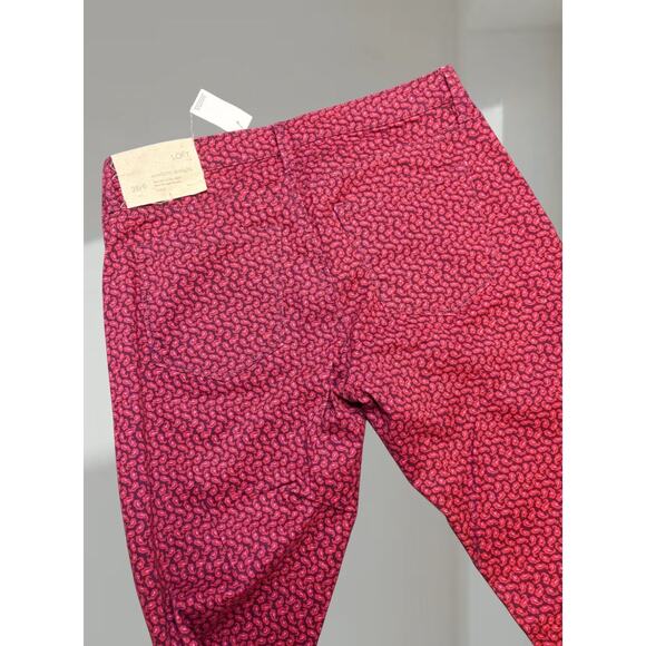 LOFT Red Printed Modern Straight Pants — NWT (Size 28/6) - Picture 3 of 3